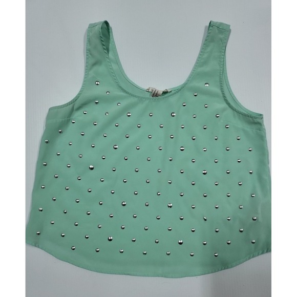 Forever 21 Tops - Forever‎ 21 Studded Tank Top Sleeveless Casual Cute Green Size M